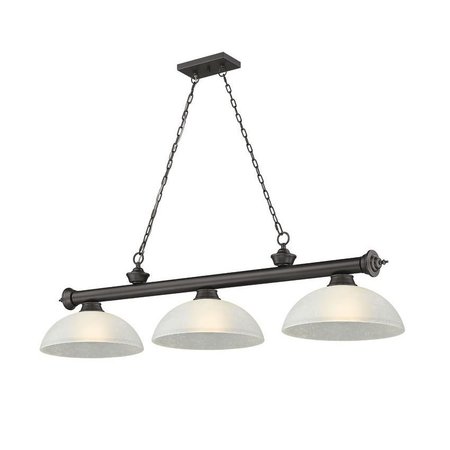 Z-LITE Cordon 3 Light Billiard, Bronze & White Linen 2306-3BRZ-DWL14